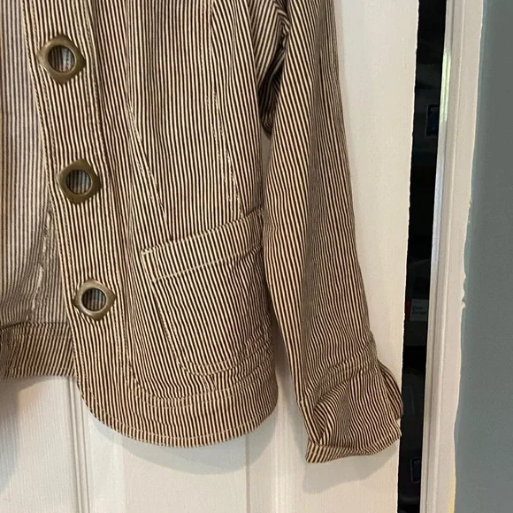 AMX Striped Brown Women's Jacket Medium Petite - Picture 7 of 8
